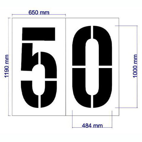 AFL Arc Number Stencil - 1000mm _ 35 - 40 - 45 - 50m
